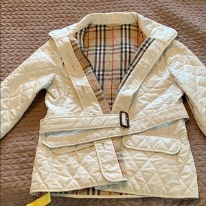 White Burberry Quilted Nova Plaid Jacket - M